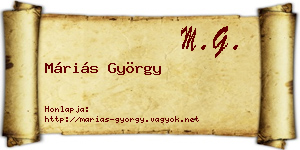 Máriás György névjegykártya