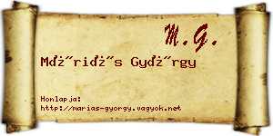 Máriás György névjegykártya